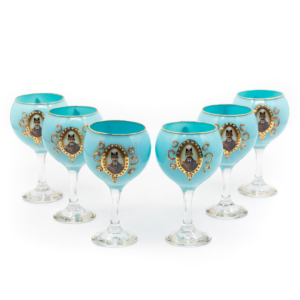 Shah Abbas Wine Glasses, Turquoise Set Of 6