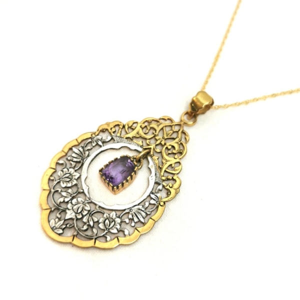 FLORAL GHALAMZANI &  AMETHYST NECKLACE