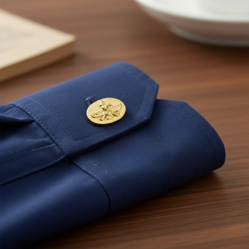 Golden Farvahar cufflinks featuring the Zoroastrian winged motif