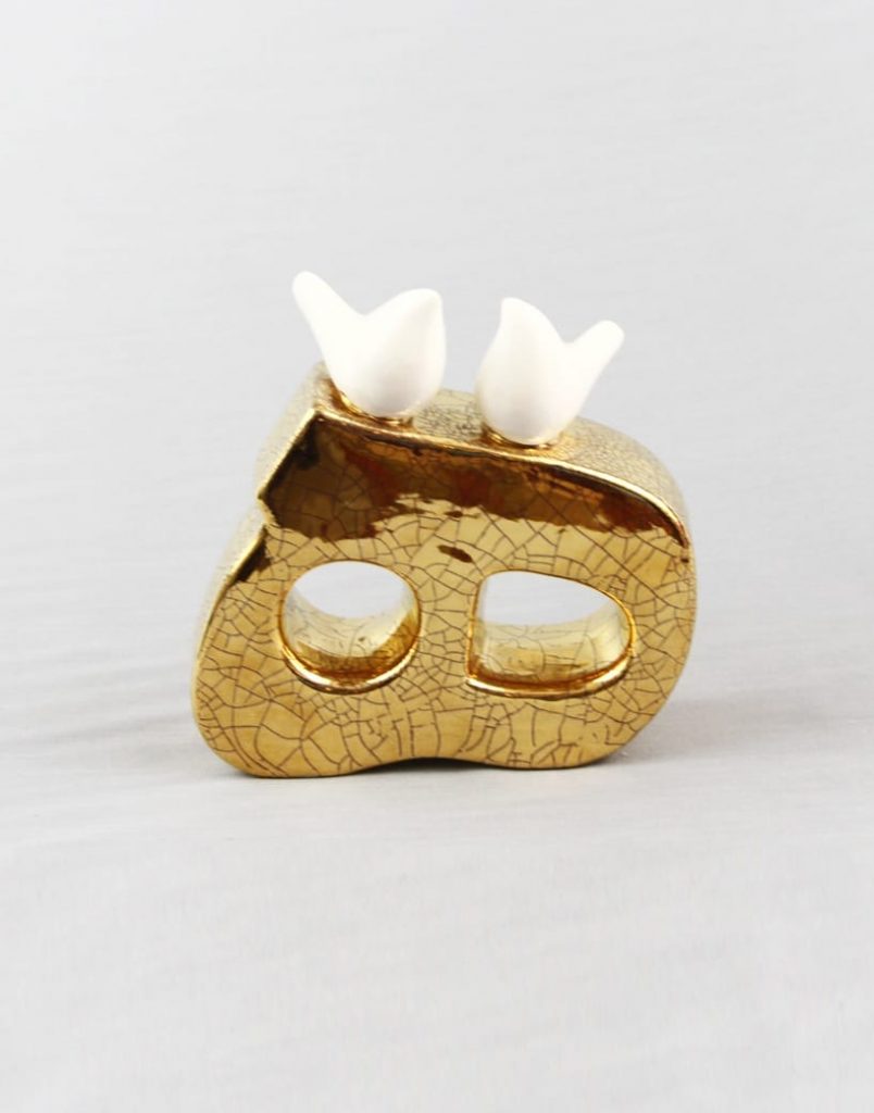 Golden Ceramic Persian Letter H Stand