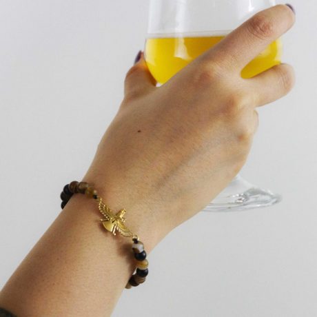 Gold Farvahar Aqeeq Bracelet, 18k Gold
