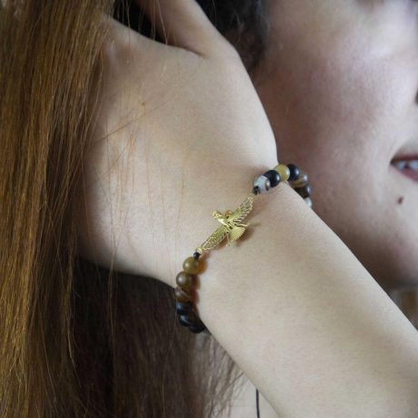 Gold Farvahar Aqeeq Bracelet, 18k Gold