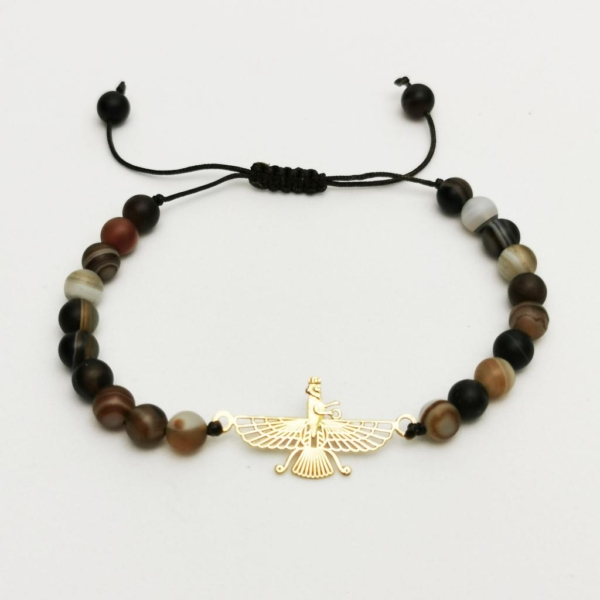 Gold Farvahar Aqeeq Bracelet, 18k Gold