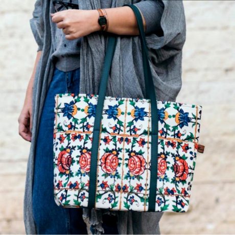 Floral Tile Persian Tote Bag