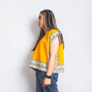 Women’s Cotton Vest Ghalamkar Yellow