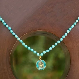 Amin Bird Turquoise Gold Necklace- 24k