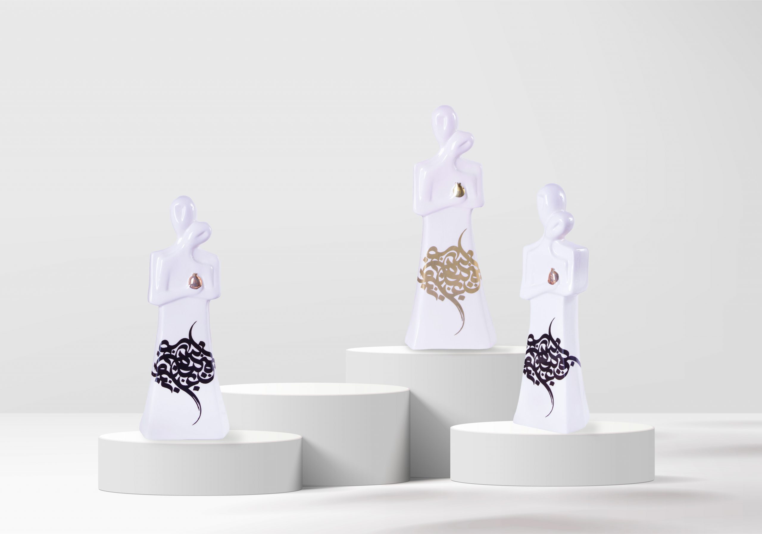 Middle Eastern Love Statue with Golden Calligraphy