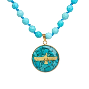 Farvahar Turquoise Gold Necklace-24k Gold – Necklace