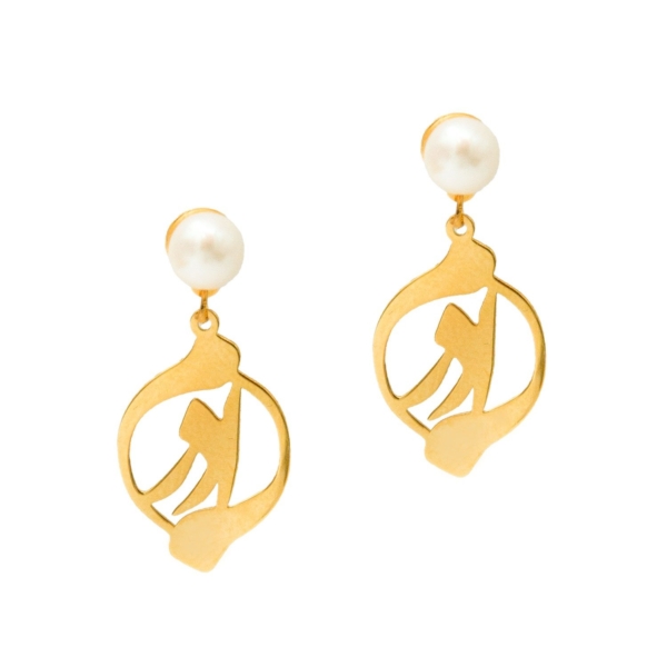 Gold calligraphy earrings (my mother)