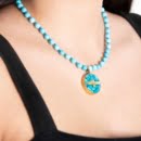 Farvahar Turquoise Gold Necklace-24K Gold