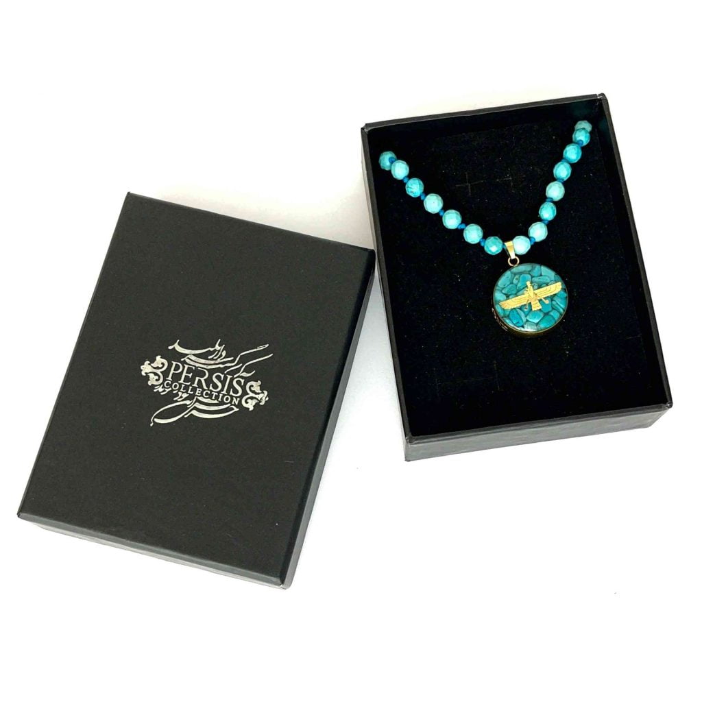Amin Bird Turquoise Gold Necklace- 24k