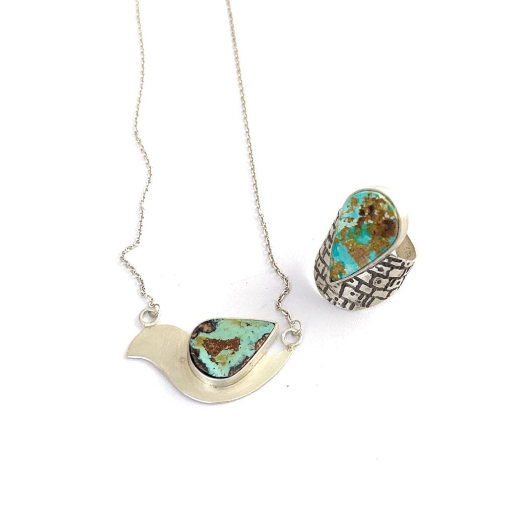 Turquoise ring and necklace set