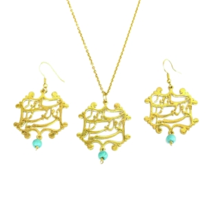 Turquoise Calligraphy Jewelry Set