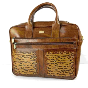 Calligraphy art leather briefcase for men