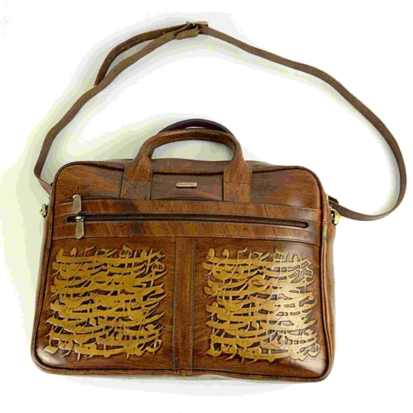 Calligraphy art leather briefcase for men