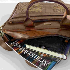Calligraphy art leather briefcase for men