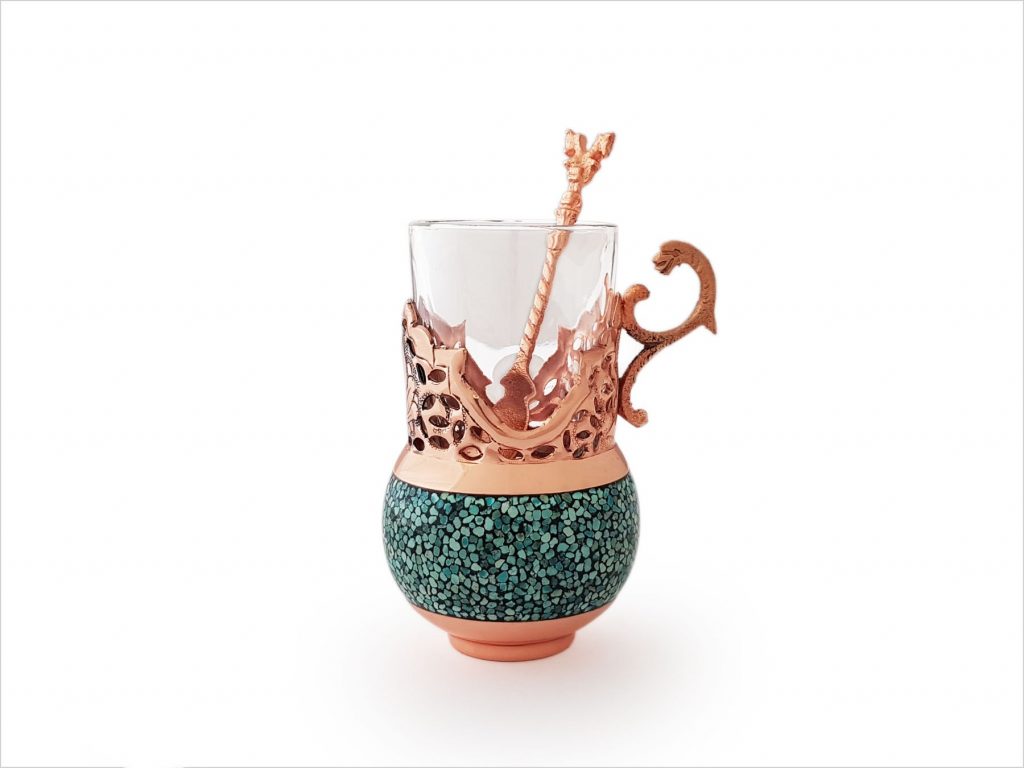 Luxury Firoozeh Koobi Tea Set The height of each teacup container is 10 cm