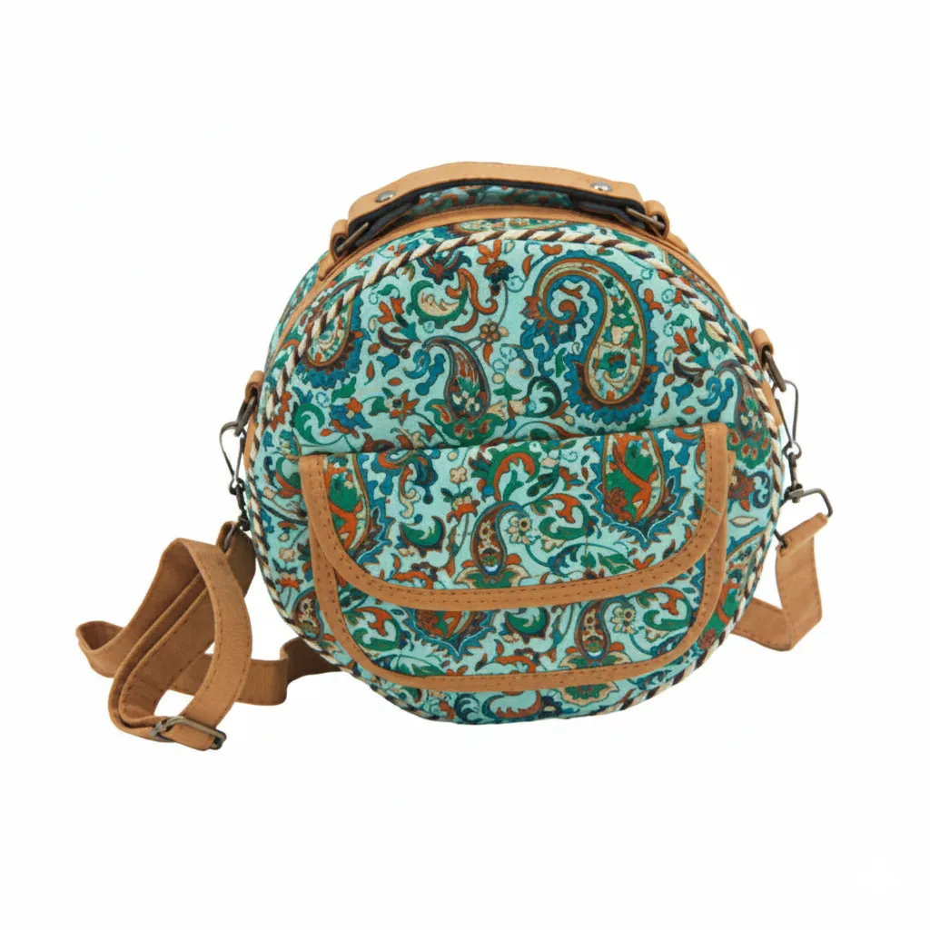 Cyan Persian Round Termeh Bag