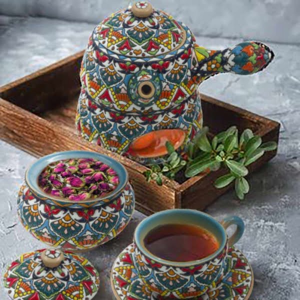 Minakari Tea Set on Pottery Gift Set