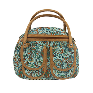 Cyan Termeh Semicircle Handle Handbag