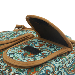 Cyan Termeh Semicircle Handle Handbag