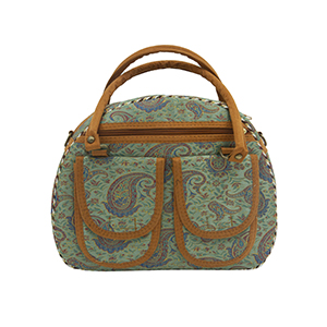 Matte Cyan_Termeh Semicircle Handle Handbag