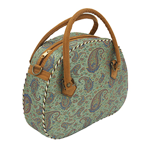 Matte Cyan_Termeh Semicircle Handle Handbag
