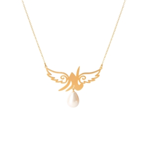 Mother And Angel Wings, 18K Gold Necklace
