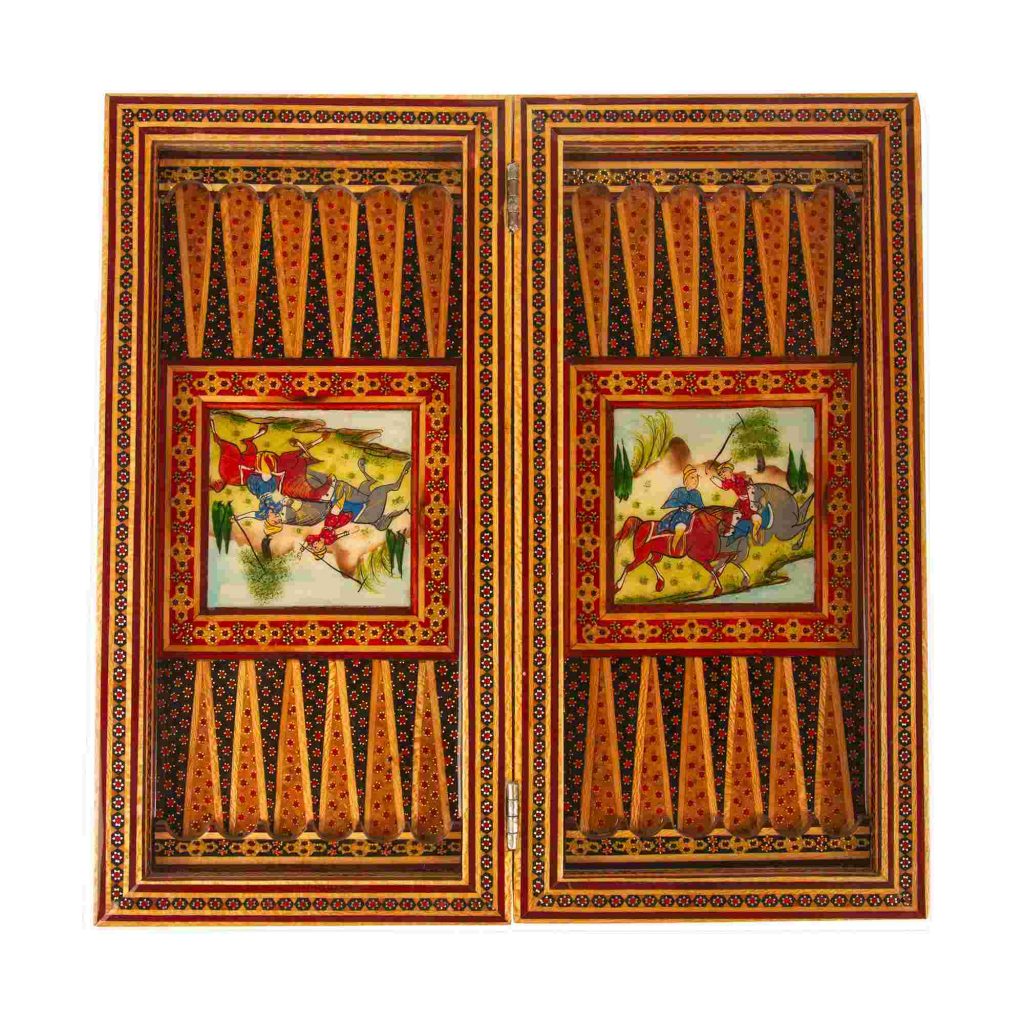Tazhib Khatam Backgammon and Chess Set inside