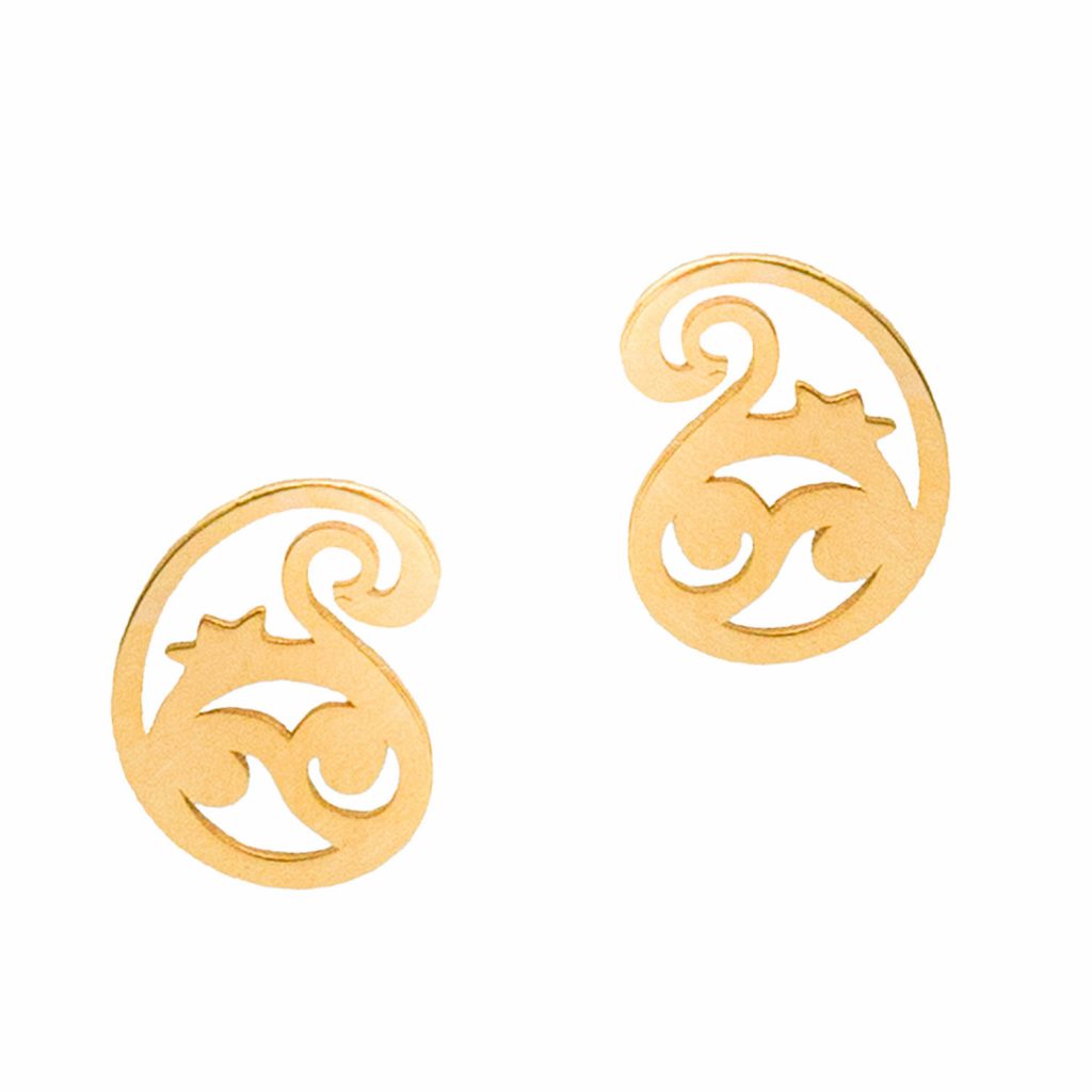 Paisley Pomegranate 18k Gold Earrings