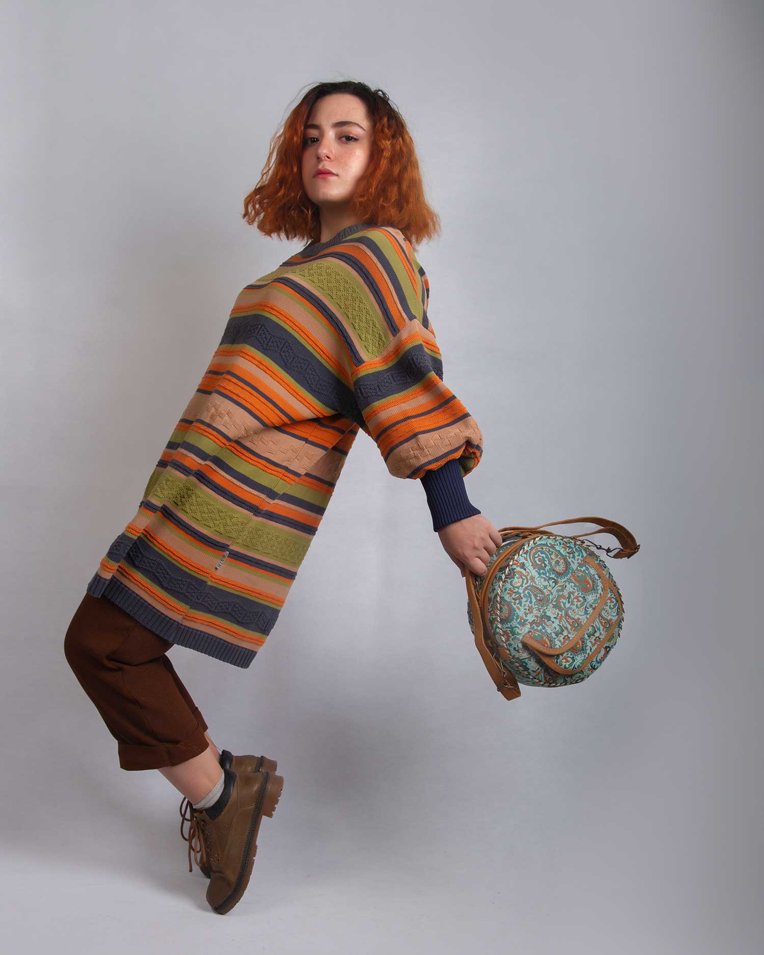 Cyan Persian Round Termeh Bag