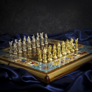 Persian Chess Pieces Antique And Silver Set