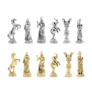 Persian Chess Pieces Antique And Silver Set