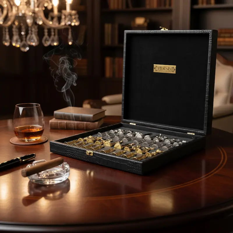 Persian Chess Pieces _ Antique Gold and Silver Set