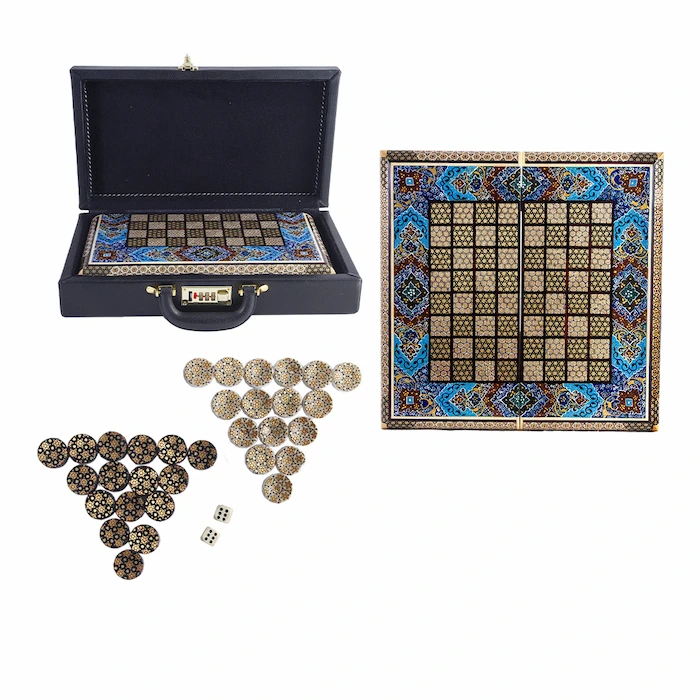 Tazhib Khatam Backgammon and Chess Set - 35cm