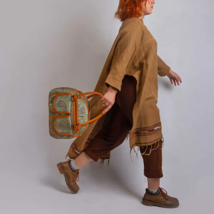 Matte Cyan_Termeh Semicircle Handle Handbag