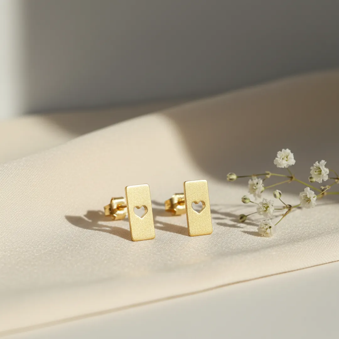 Heart Pattern, 18K Gold Earrings (Copy)