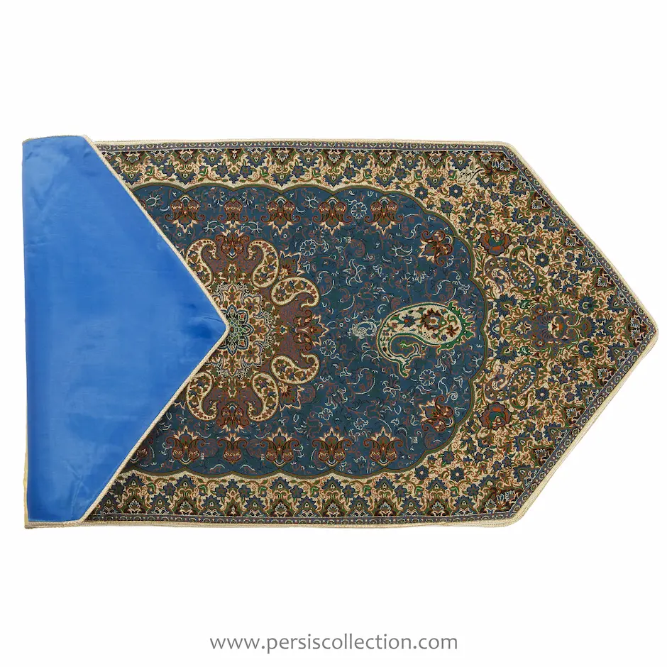 Elegant Blue Termeh Table Runner 3pcs Set