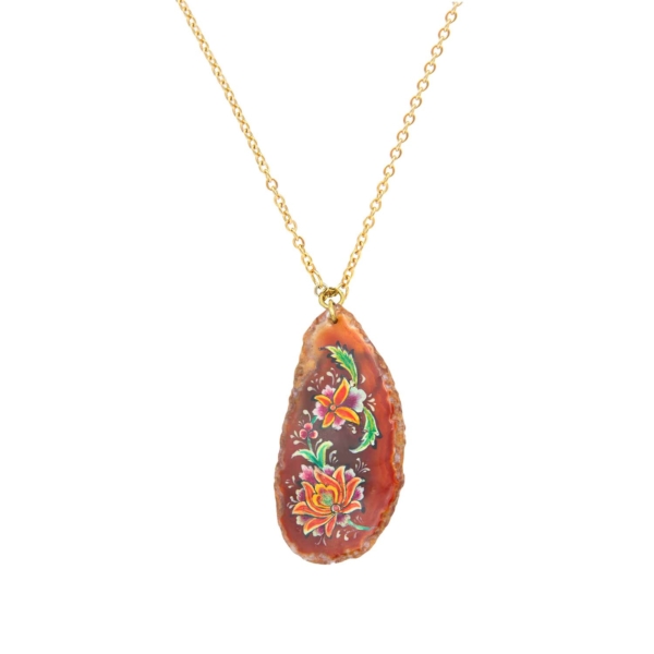 Swans In Love Agate Necklace