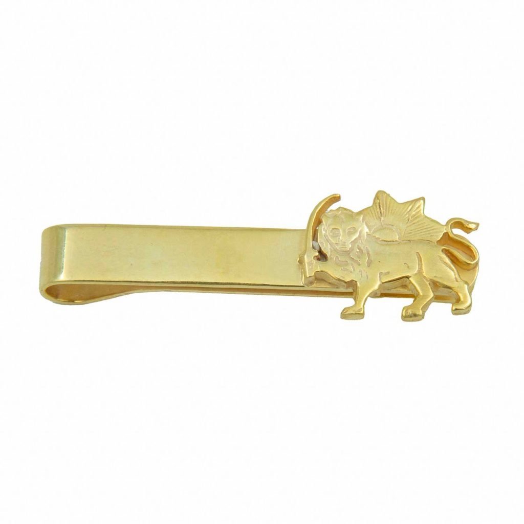 Lion And Sun Cufflinks And Tie Clip Set- Silver