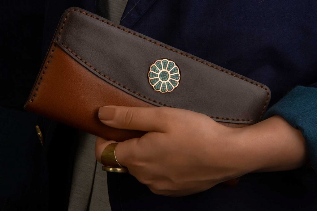 Handmade Turquoise Leather Wallet – Stylish Persian-Inspired Accessory by Persis Collection