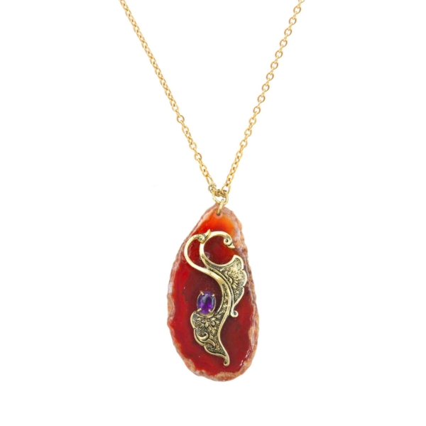 Swans In Love Agate Necklace