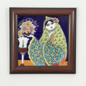 LADY SUN Wall art CLAY TILE FRAME -Persis Collection