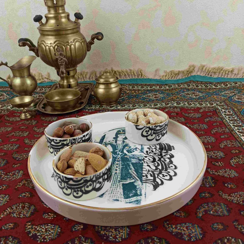 QAJAR GIRL PLATES SET WITH TRAY