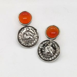 ORIGINAL LION AND SUN COIN AGATE EARRINGS-PERSIS COLLECTION