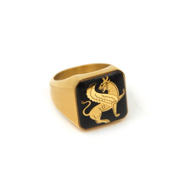 24k Gold Winged Lion Ring