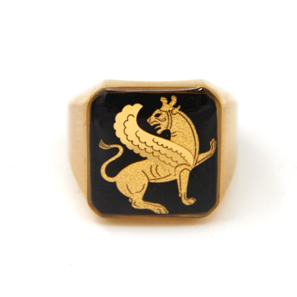 24k Gold Winged Lion Ring