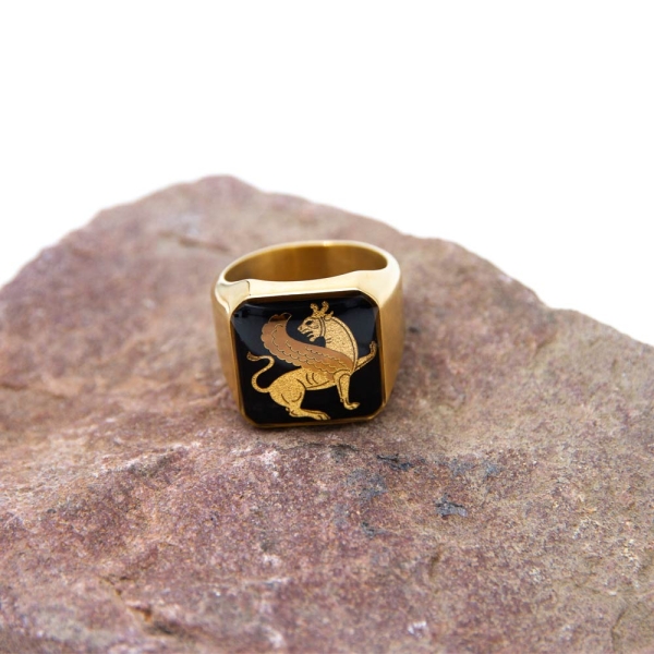 24k Gold Winged Lion Ring