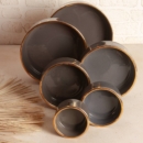 Stone Gold Edge Ceramic Bowls Set of 6