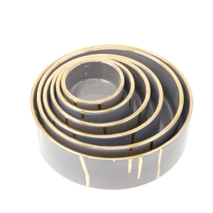Stone Gold Edge Ceramic Bowls Set of 6